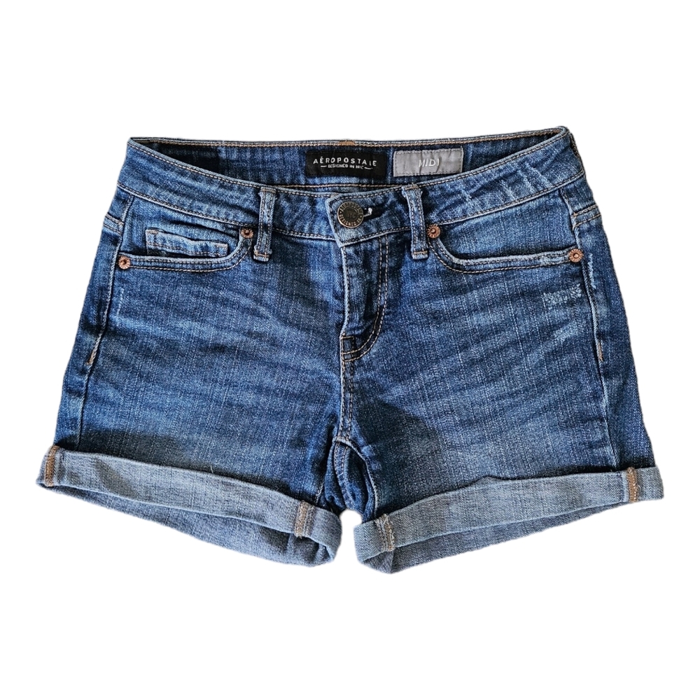 Aeropostale Midi Jean Shorts Size 00 Cuffed Denim Shorts